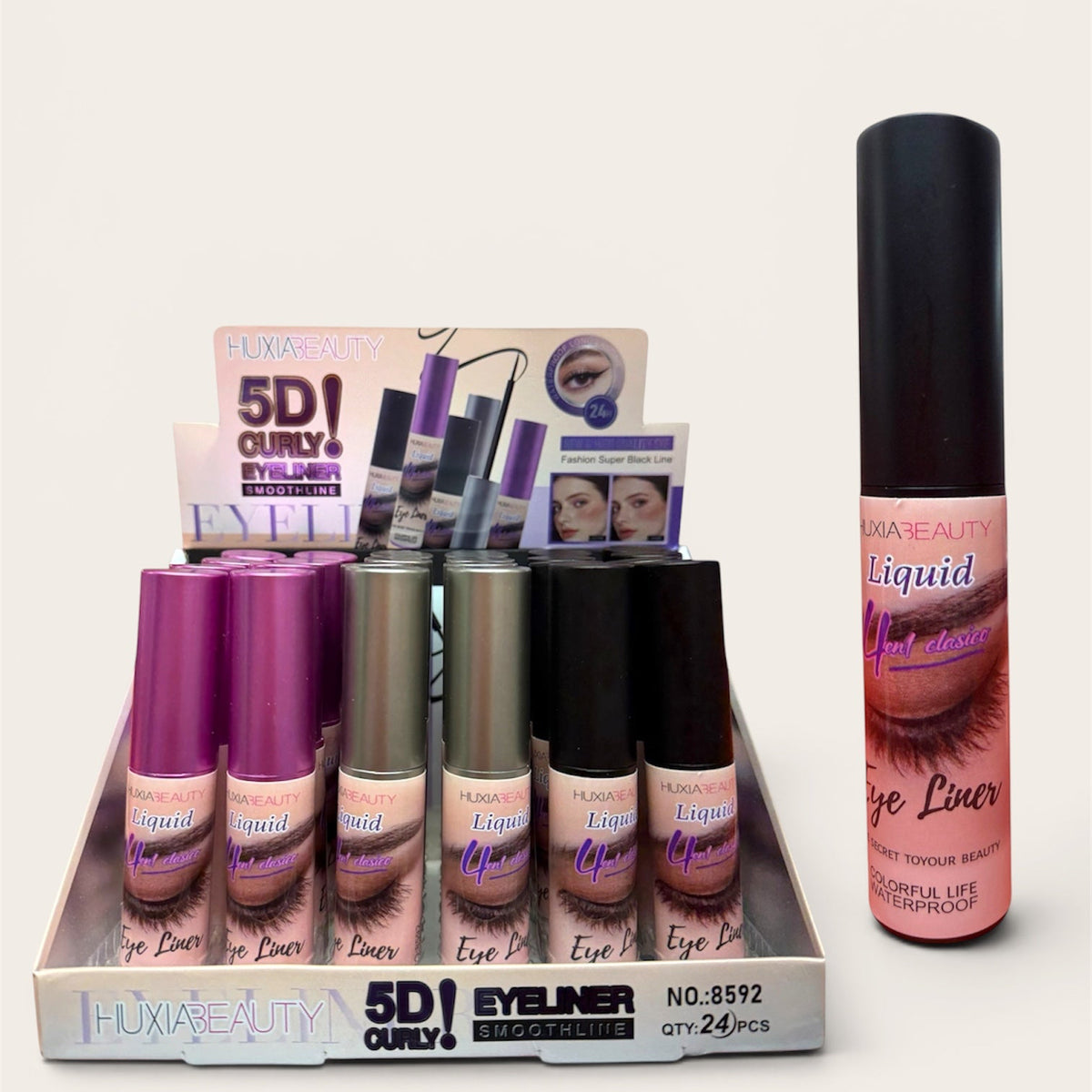 HUXIABEAUTY 5D CURLY EYELINER 24 PCS DISPLAY NO.8592