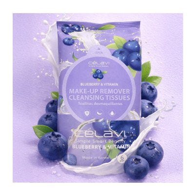 CELAVI MAKE-UP REMOVER CLEANSING TOWELETTES BLUEBERRY & VITAMIN 6PACK