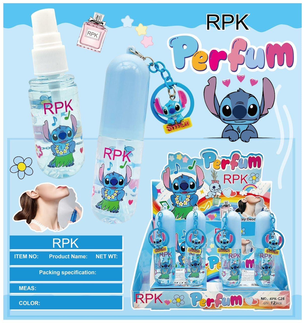 RPK STITCH PERFUME WITH STITCH KEY CHAIN 12 PCS DISPLAY