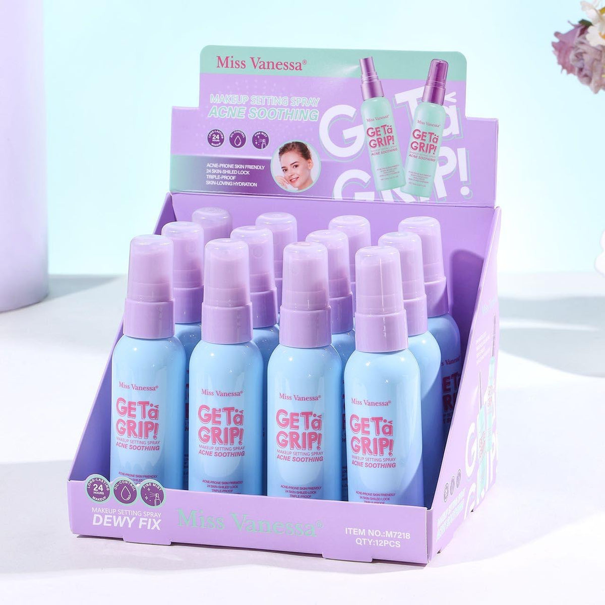 MISS VANESSA ACNE SOOTHING MAKEUP SETTING SPRAY 12 PCS DISPLAY