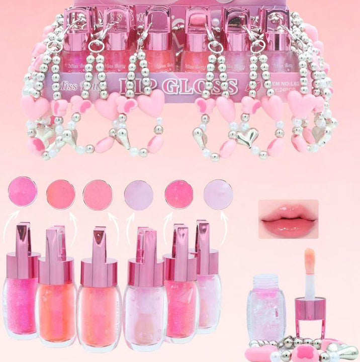 MISS BETTY LOVE YOU LIP GLOSS WITH KEYCHAIN 24 PCS DISPLAY