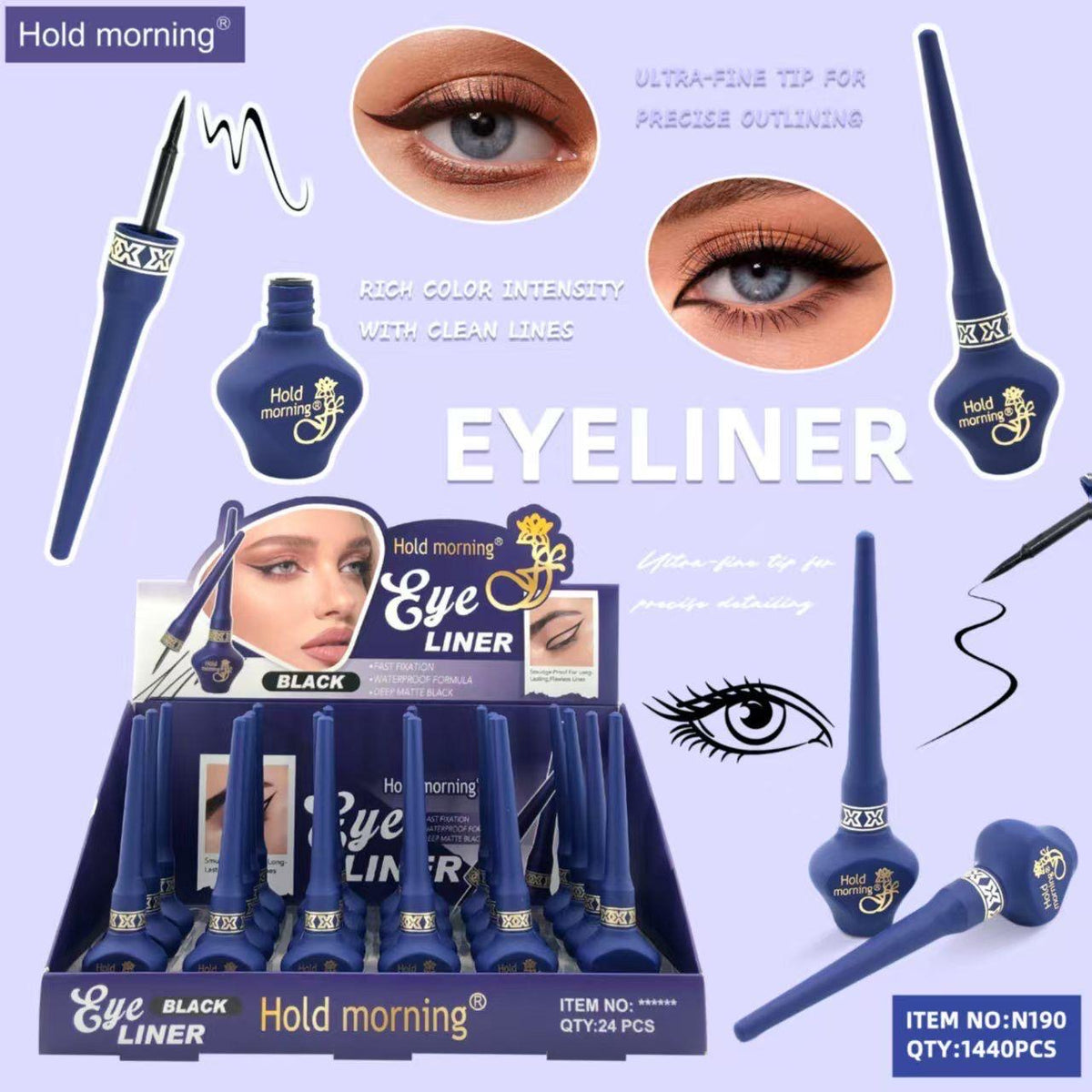 HOLD MORNING DEEP MATTE BLACK EYE LINER 24 PCS DISPLAY
