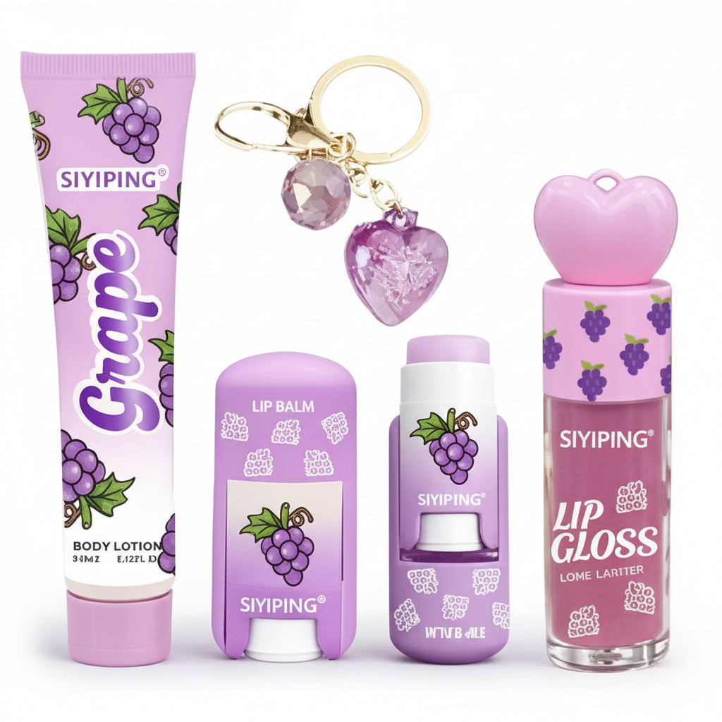 SIYIPING GRAPE FRAGRANCE & LIP GLOSS SET 2 SETS