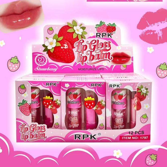 RPK LIP STRAWBERRY GLOSS/LIP BALM 12 PCS DISPLAY