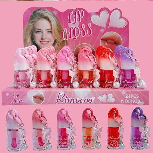 RIMOCOO LIP GLOSS BOWS KEYCHAIN 24PCS DISPLAY