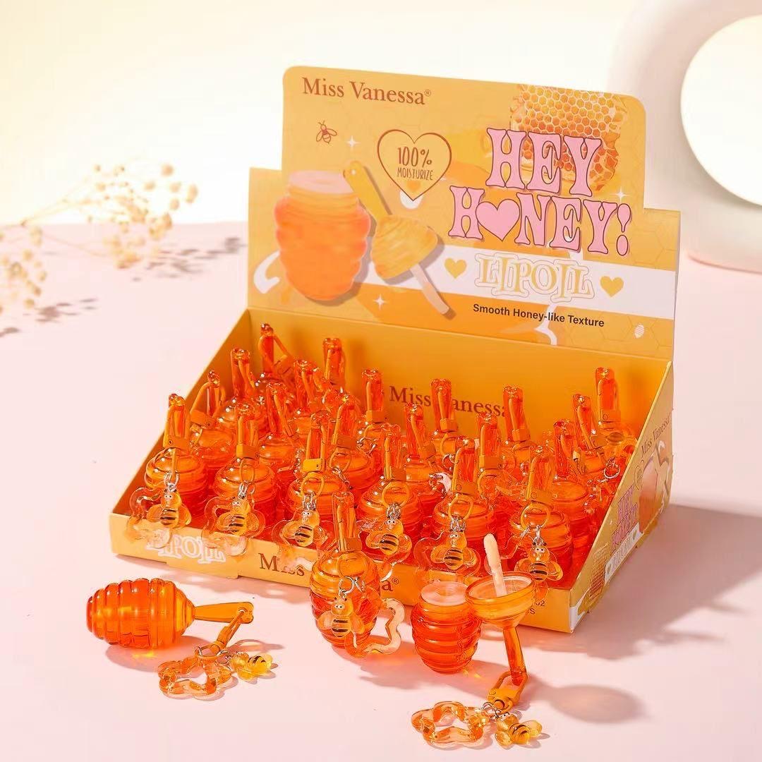 MISS VANESSA HONEY LIP OIL WITH BEE/HONEY STAR KEY CHAIN 24 PCS DISPLAY