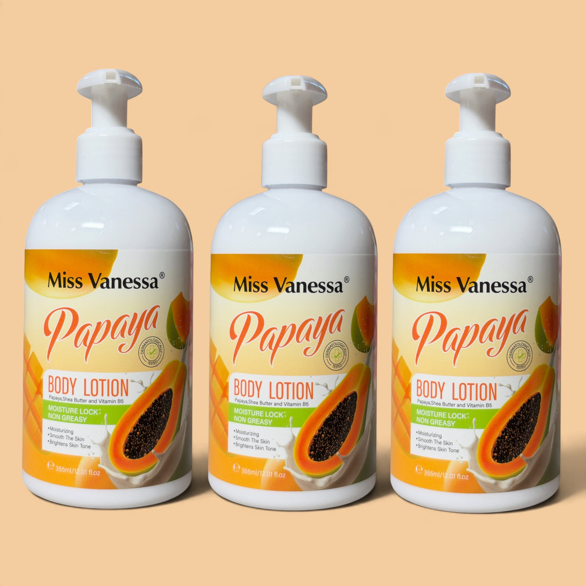 MISS VANESSA PAPAYA BODY LOTION 3 PCS SET - 355ML/12.01 OZ G5081