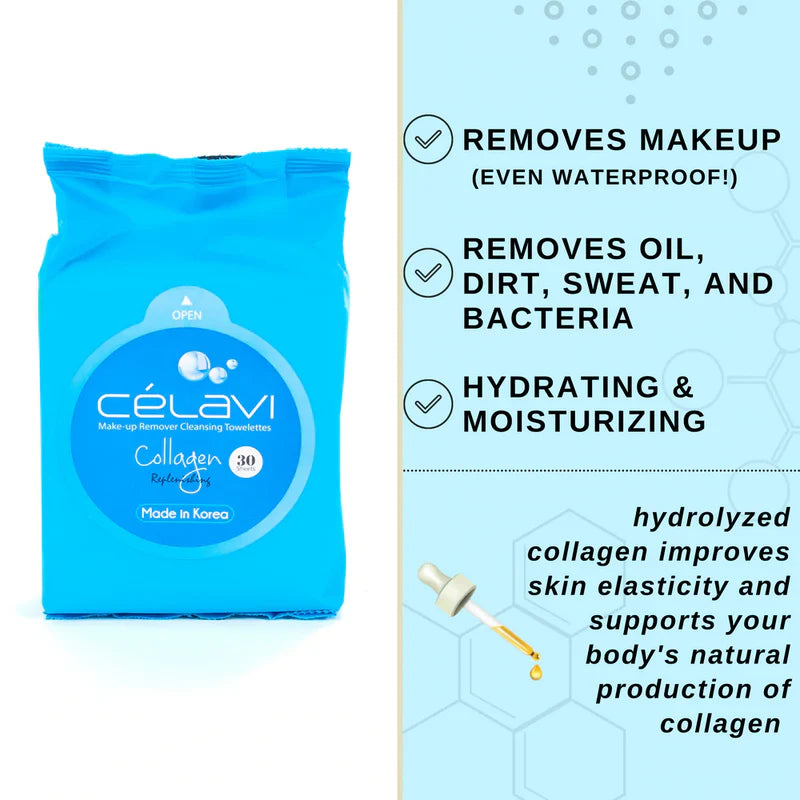 CELAVI MAKE-UP REMOVER CLEANSING TOWELETTES COLLAGEN 6PACK
