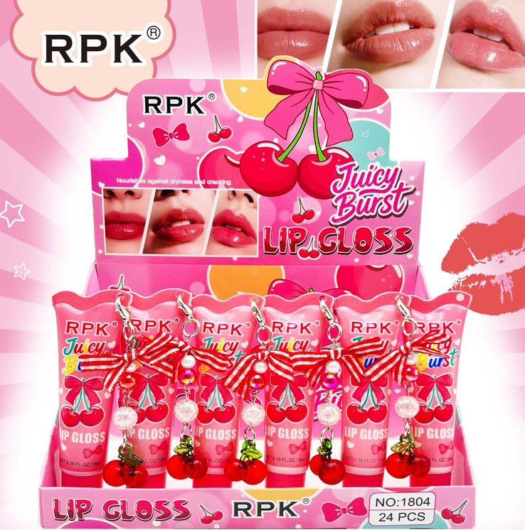 RPK LIP GLOSS WITH CHERRY KEY CHAIN 24 PCS DISPLAY #1804