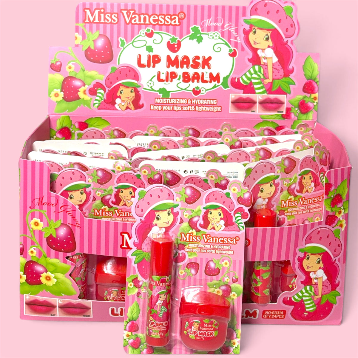 MISS VANESSA LIP MASK & LIP BALM SET MOISTURIZING LIP CARE 2 ON 1 12PCS G3314