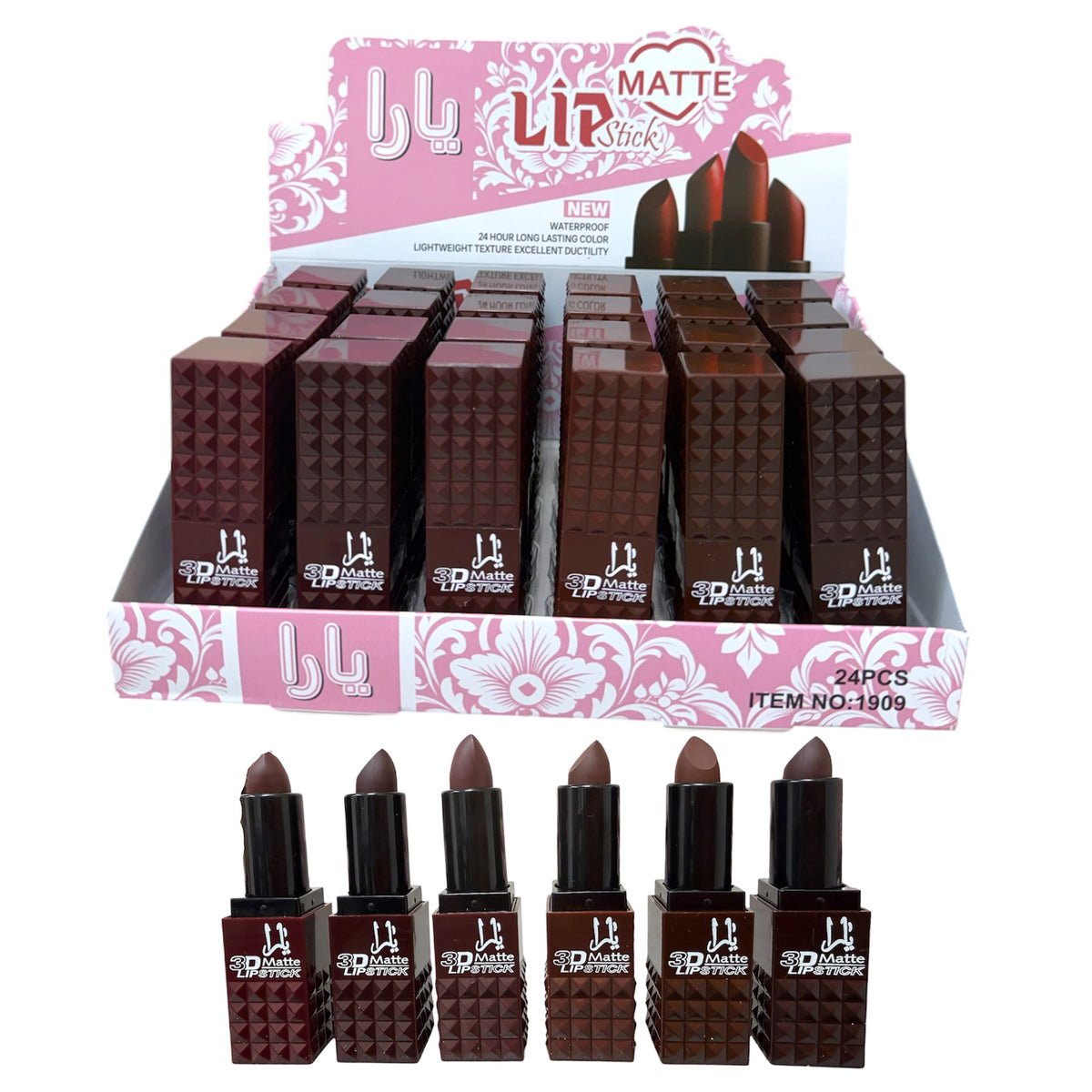 PINK 3D MATTE LIPSTICK 24PCS #1909