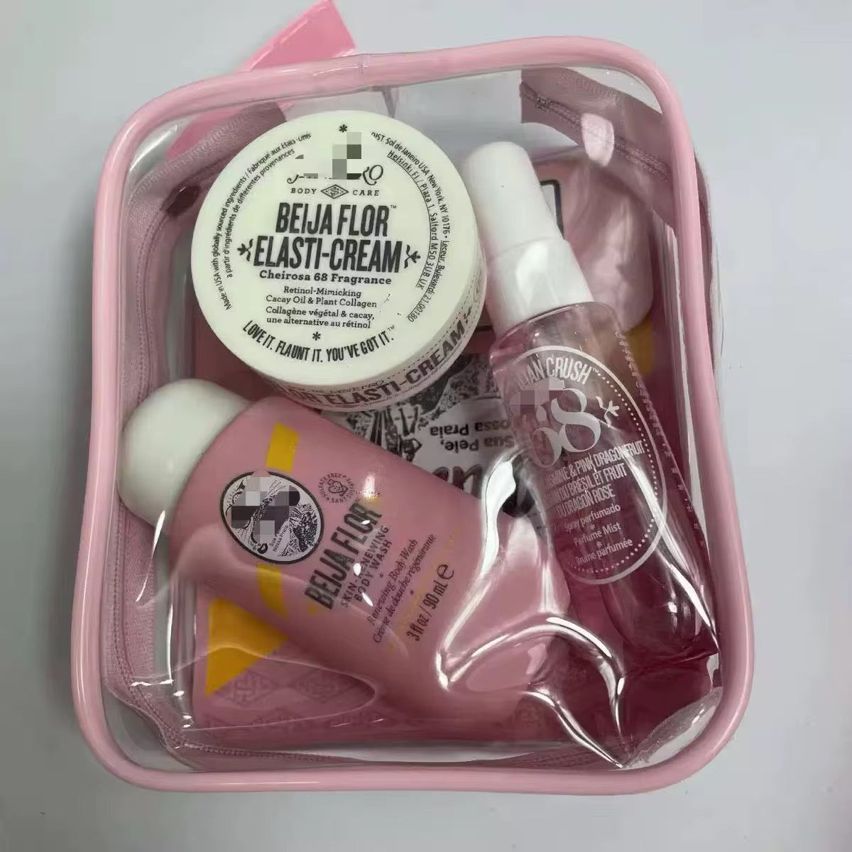 PINK SET BEIJA FLOR 3PCS WITH BODY WASH ,ELASTI-CREAM AND PERFUME MIST 1PCS