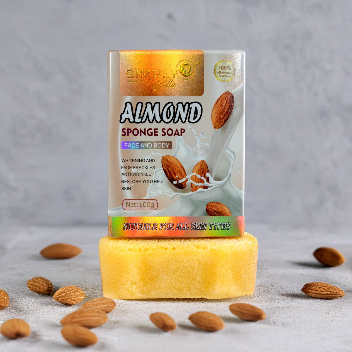 SIMPLY BELLA ALMOND SPONGE SOAP 12PCS