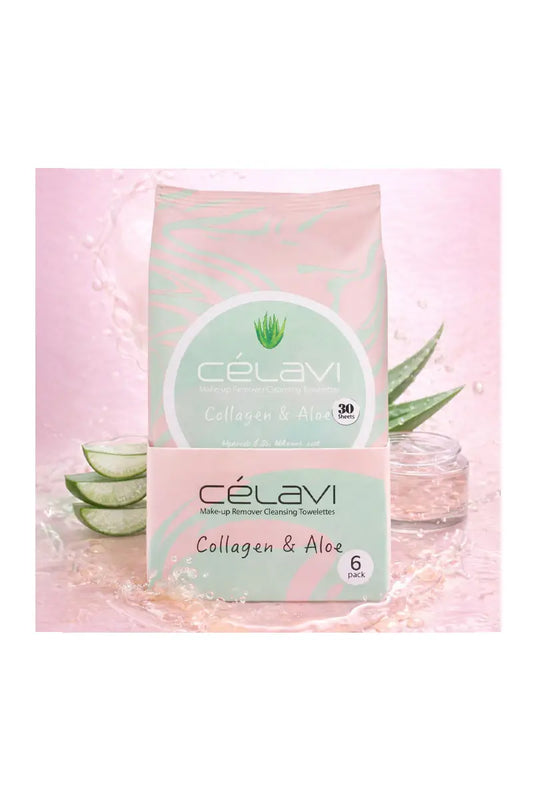 CELAVI MAKE-UP REMOVER CLEANSING TOWELETTES COLLAGEN & ALOE 6PACK