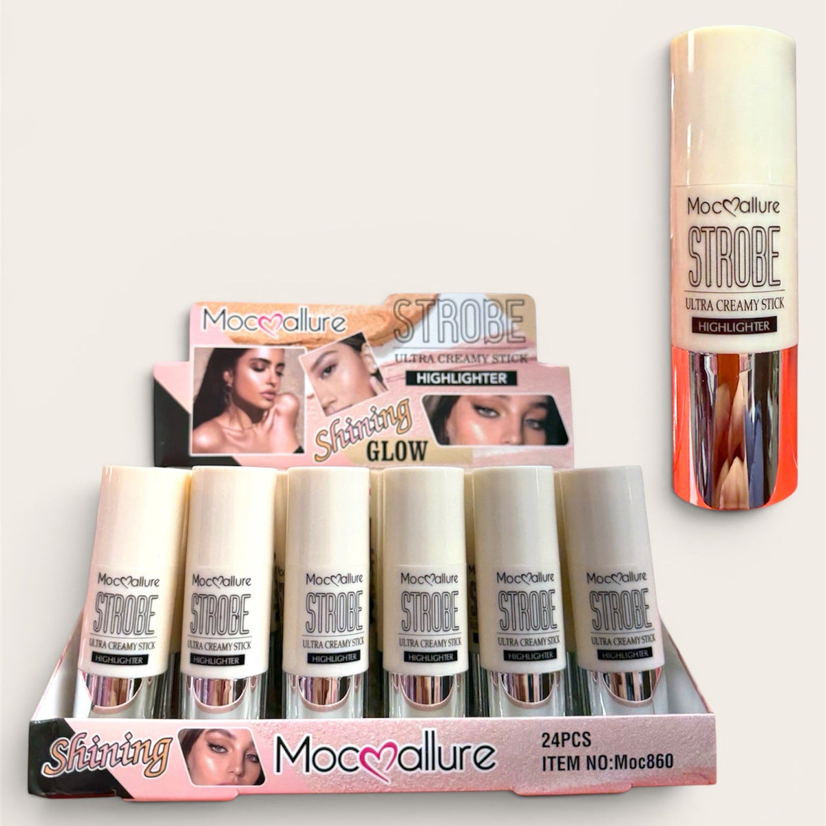 MOC❤️ALLURE SHINING ULTRA CREAMY STICK HIGHLIGHTER 24 PCS DISPLAY NO.Moc860