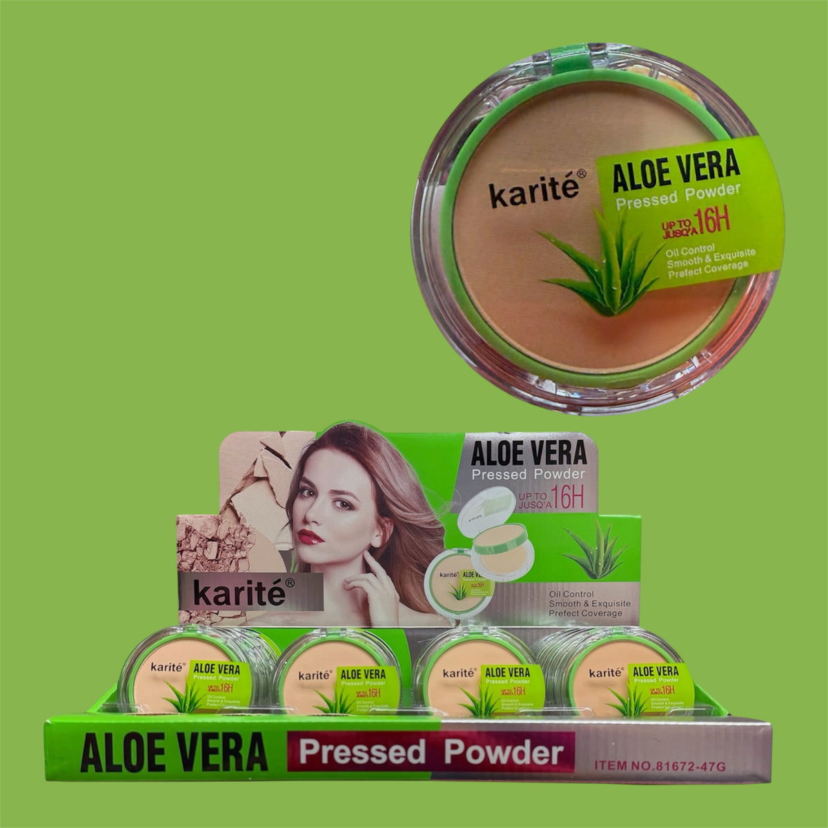 KARITE ALOE VERA PRESSED POWDER 24 PCS DISPLAY NO.81672-47G