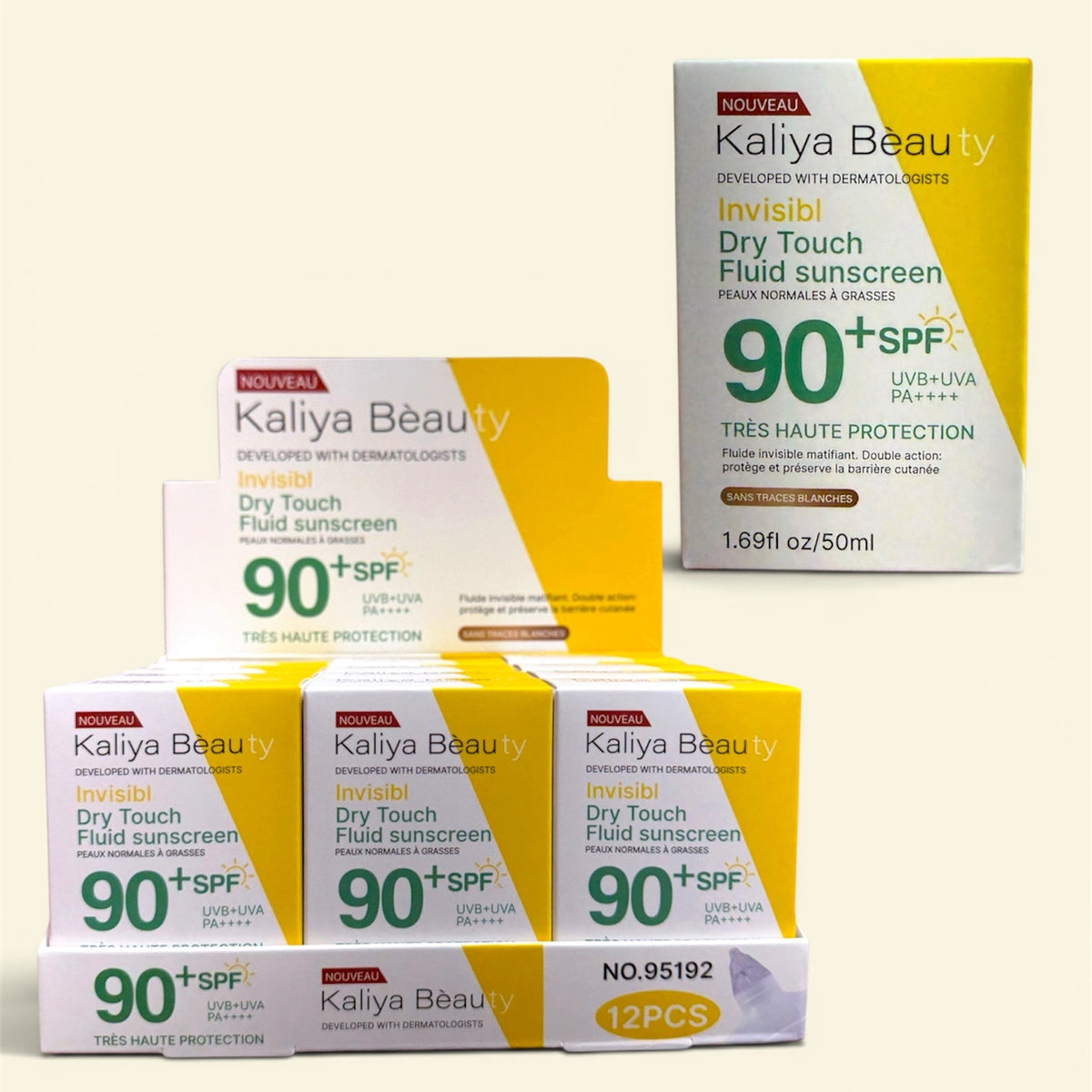 KALIYA BEAUTY DRY TOUCH FLUID SUNSCREEN 12 PCS DISPLAY NO.95192