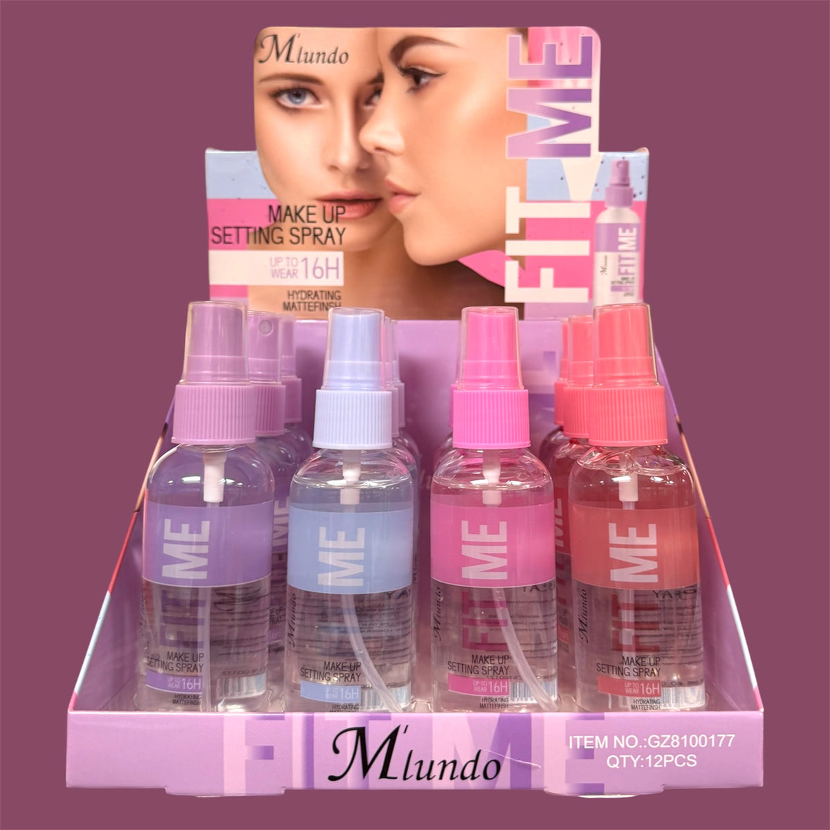 MILUNDO MAKE UP SETTING SPRAY 12 PCS DISPLAY