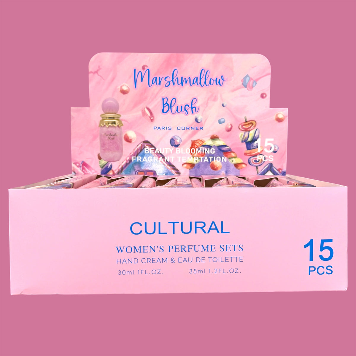 CULTURAL WOMEN’S PERFUME SET MARSHMALLOW BLUSH 15 PCS DISPLAY