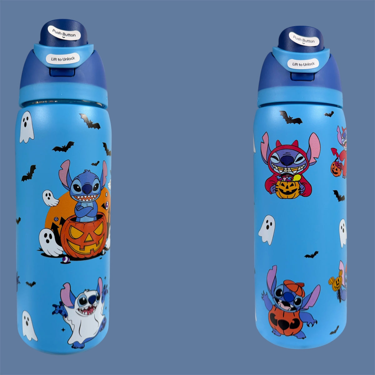 (#28) BLUE ALIEN HALLOWEEN WATER CANISTER WITH BUILT IN STRAW 32 OZ./945 ML 1 PC