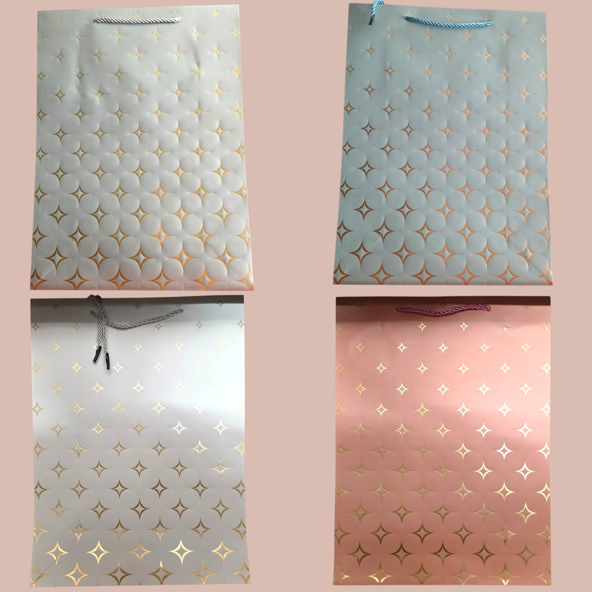 MIXED COLOR STARS PAPER GIFT BAGS 12 PCS (NO.BG260401-33L)