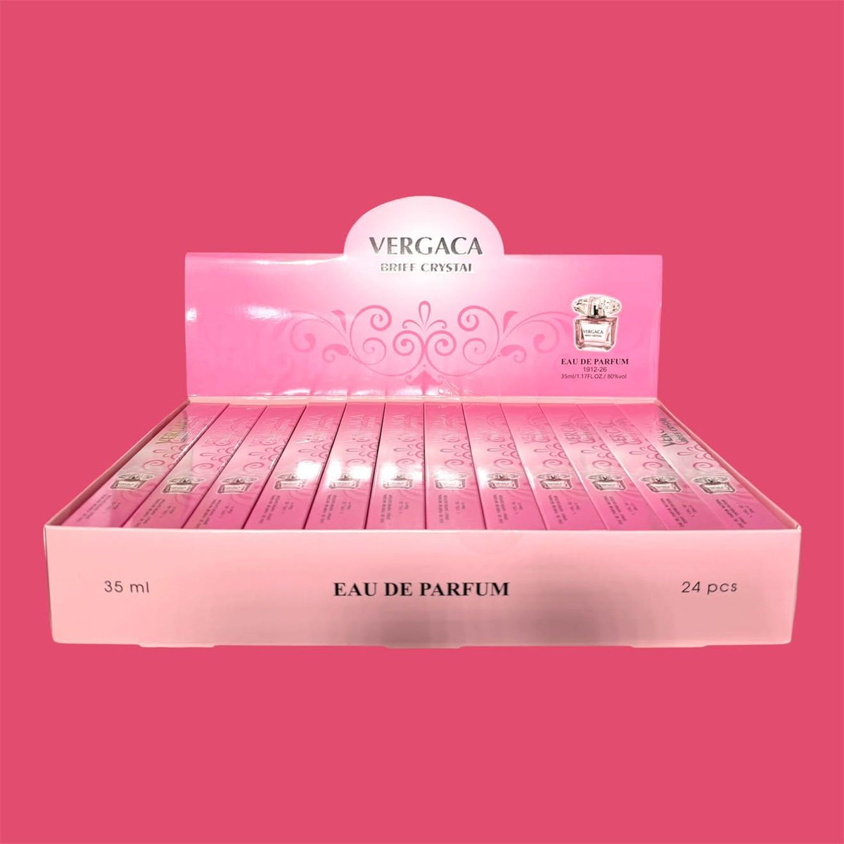 PINK BRIEF CRYSTAL TRAVEL SIZE PERFUME 24 PCS DISPLAY 1912-26