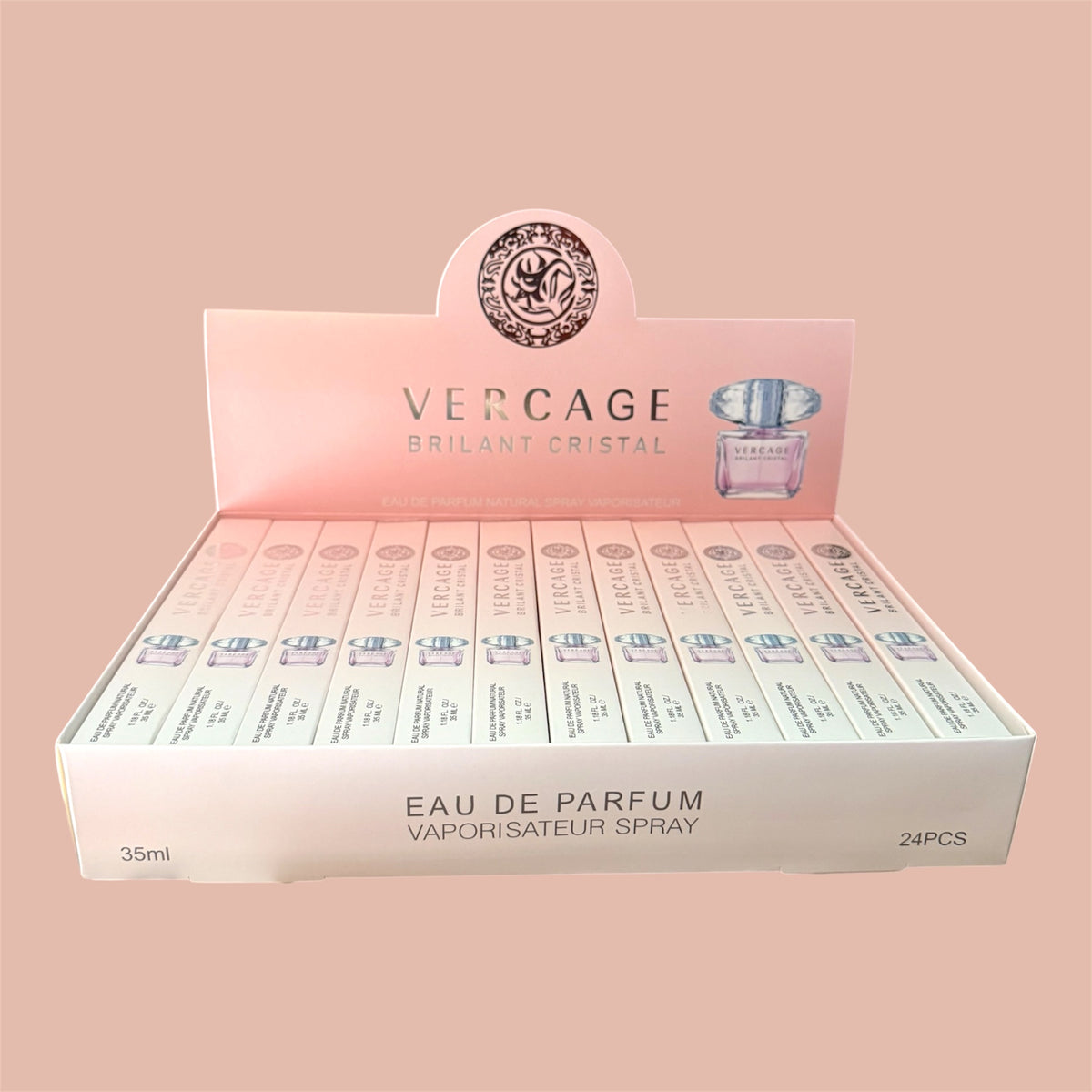 PINK VERCAGE TRAVEL SIZE PERFUME 24 PCS DISPLAY B100-17