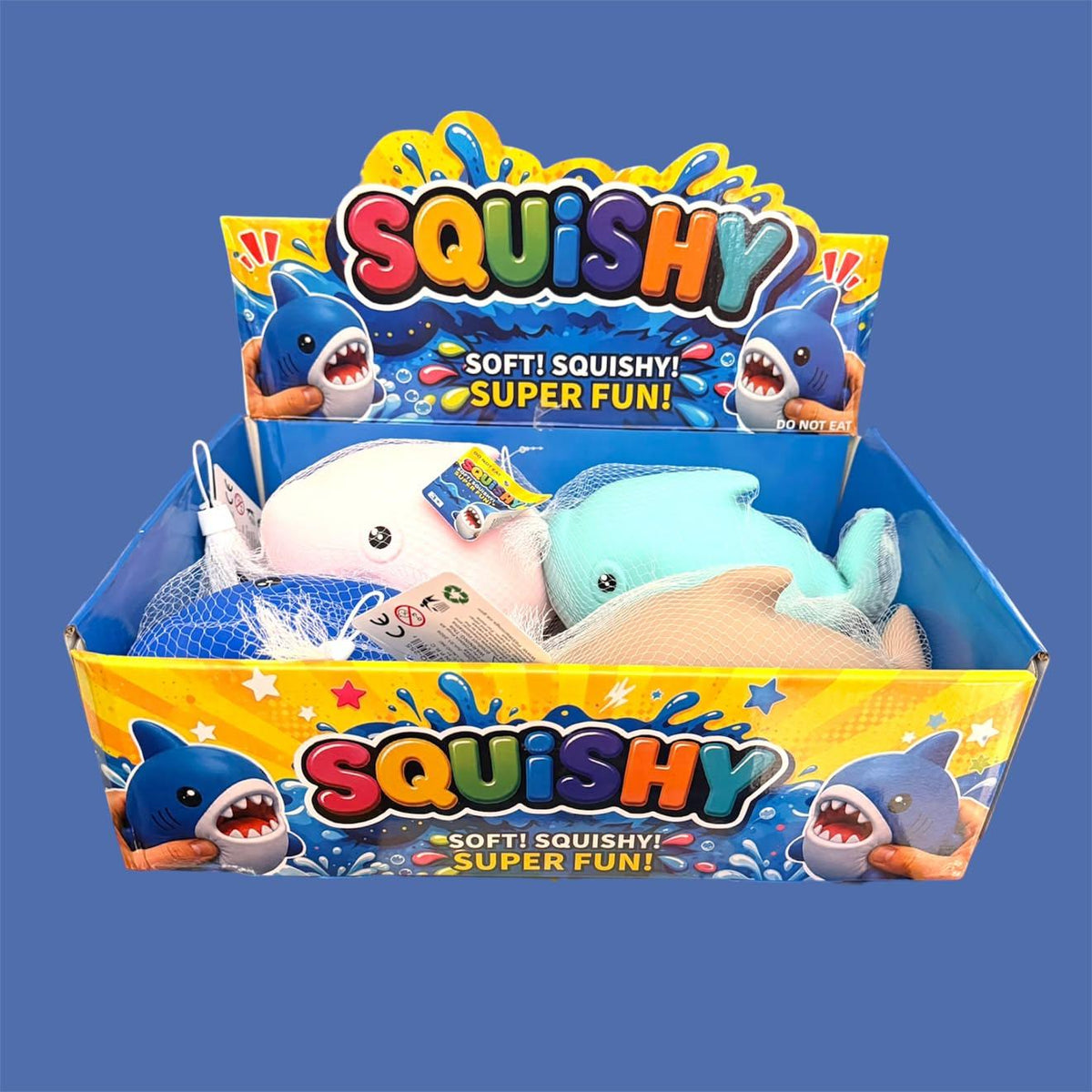 SQUISHY SHARKS 4 PCS DISPLAY
