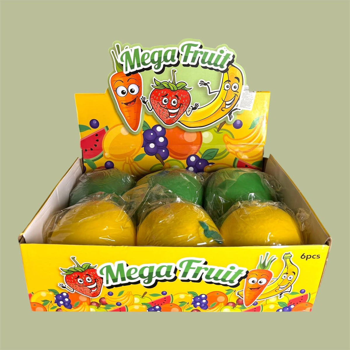 MEGAFRUIT SQUISHY TOY FRUIT 6 PCS DISPLAY