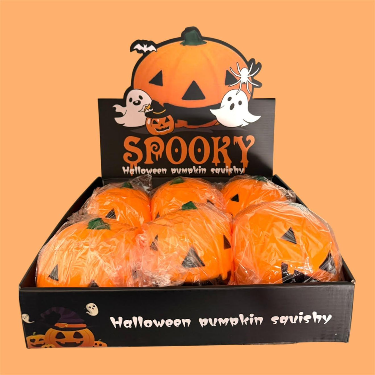 SPOOKY HALLOWEEN PUMPKIN SQUISHY 6 PCS DISPLAY