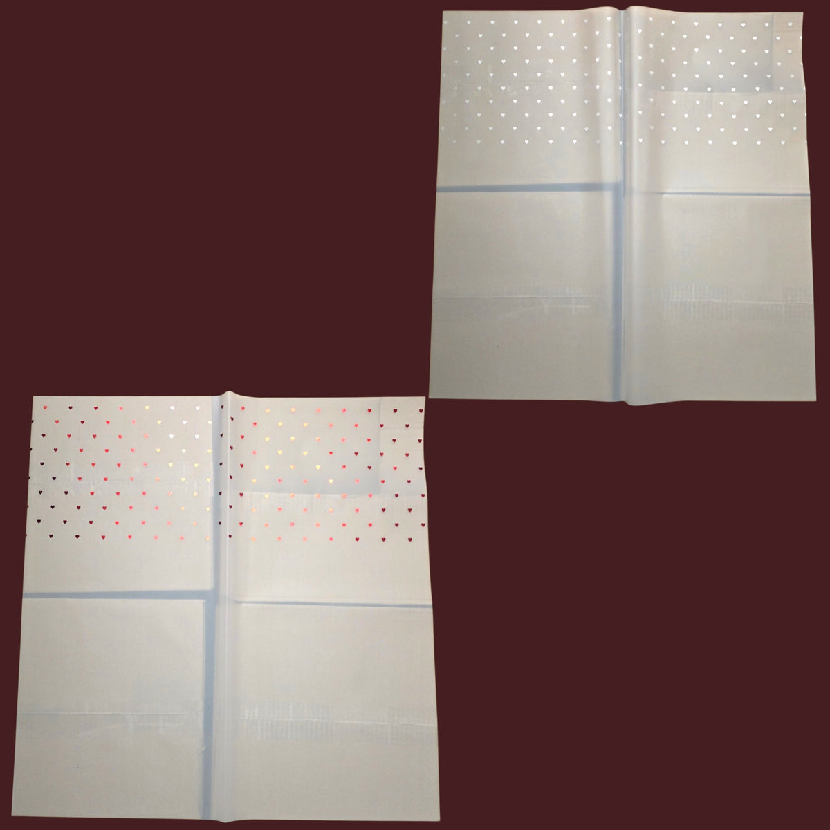 WHITE KOREAN PAPER WITH FRONT RED & BACK WHITE HEARTS 20 PCS