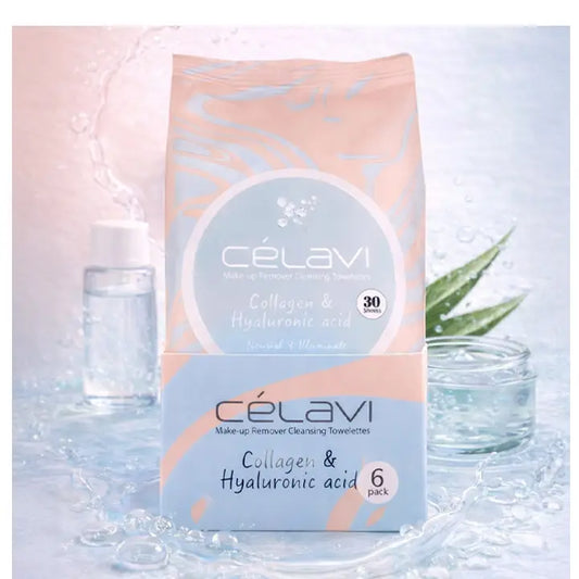 CELAVI MAKE-UP REMOVER CLEANSING TOWELETTES COLLAGEN & HYALURONIC ACID  6PACK
