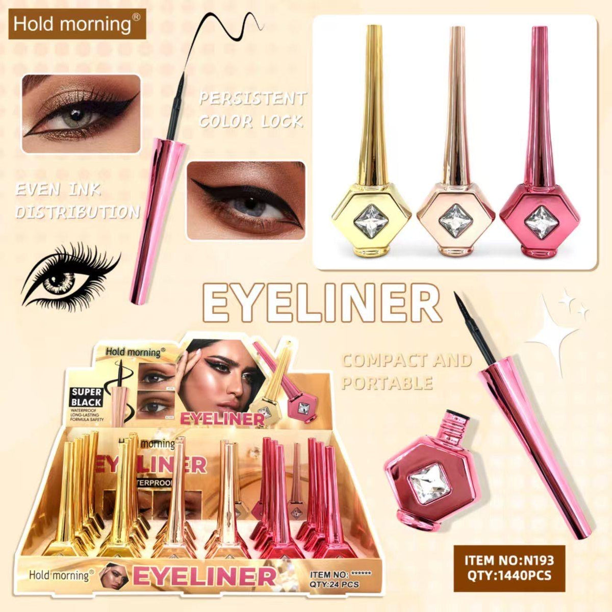HOLD MORNING SUPER BLACK EYE LINER 24 PCS DISPLAY