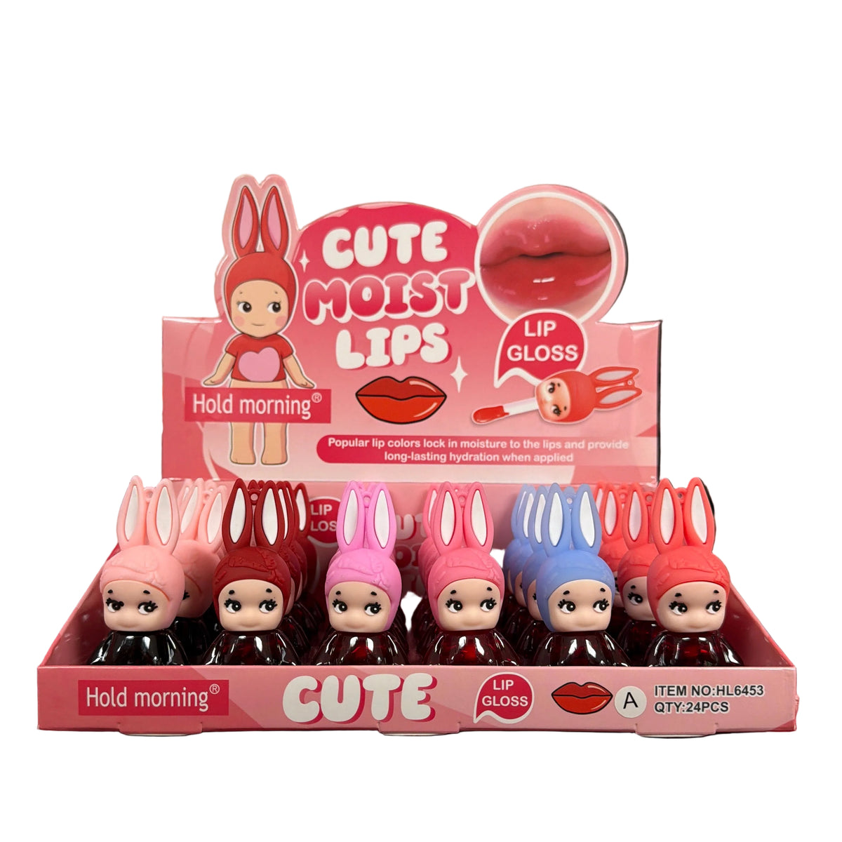 HOLD MORNING CUTE LIP GLOSS 24 PCS DISPLAY (NO:HL6453)