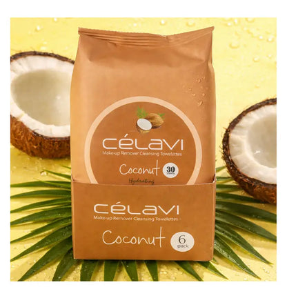 CELAVI MAKE-UP REMOVER CLEANSING TOWELETTES COCONUT 6PACK