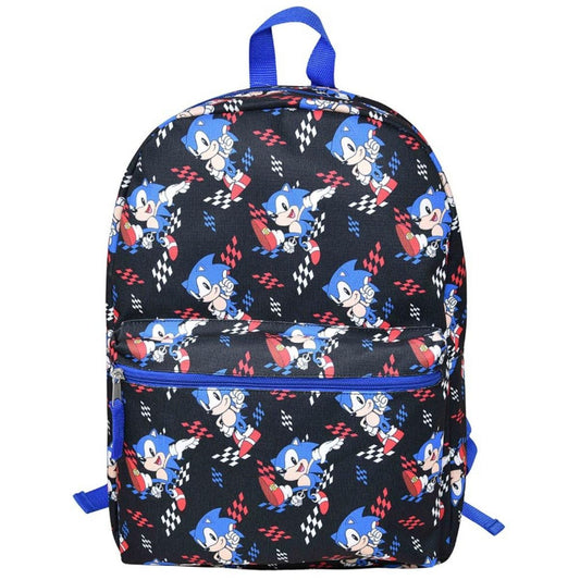 SONIC THE HEDGEHOG BLACK ALL OVER PRINT 16” KIDS SCHOOL BACKPACK 1 PC
