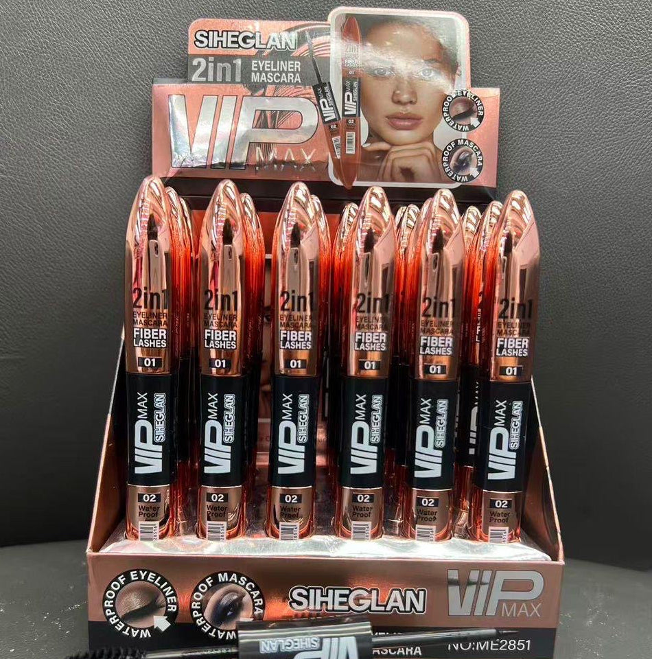 SIHEGLAN 2 IN 1 EYELINER MASCARA FIBER LASHES 24 PCS