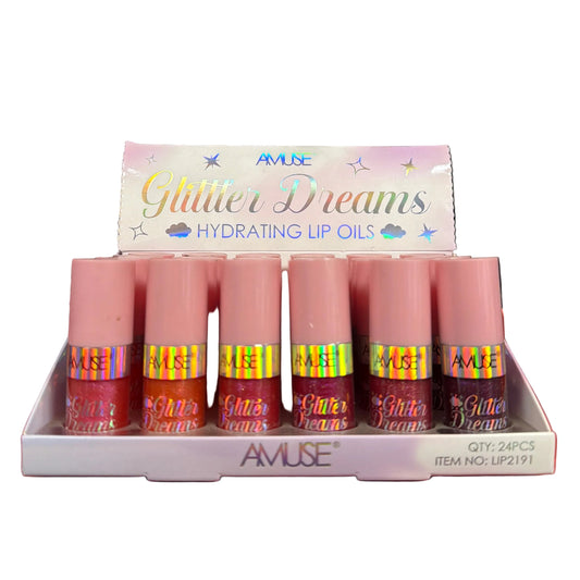AMUSE GLITTER DREAMS HYDRATING LIP OIL 24 PCS DISPLAY (NO:LIP2191)