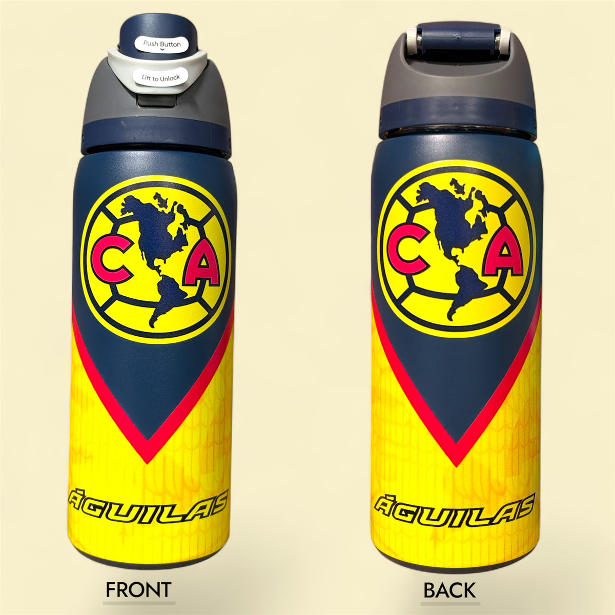 (#150) SOCCER CLUB DESIGN WATER CANISTER WITH BUILT IN STRAW 32 OZ./945 ML 1 PC