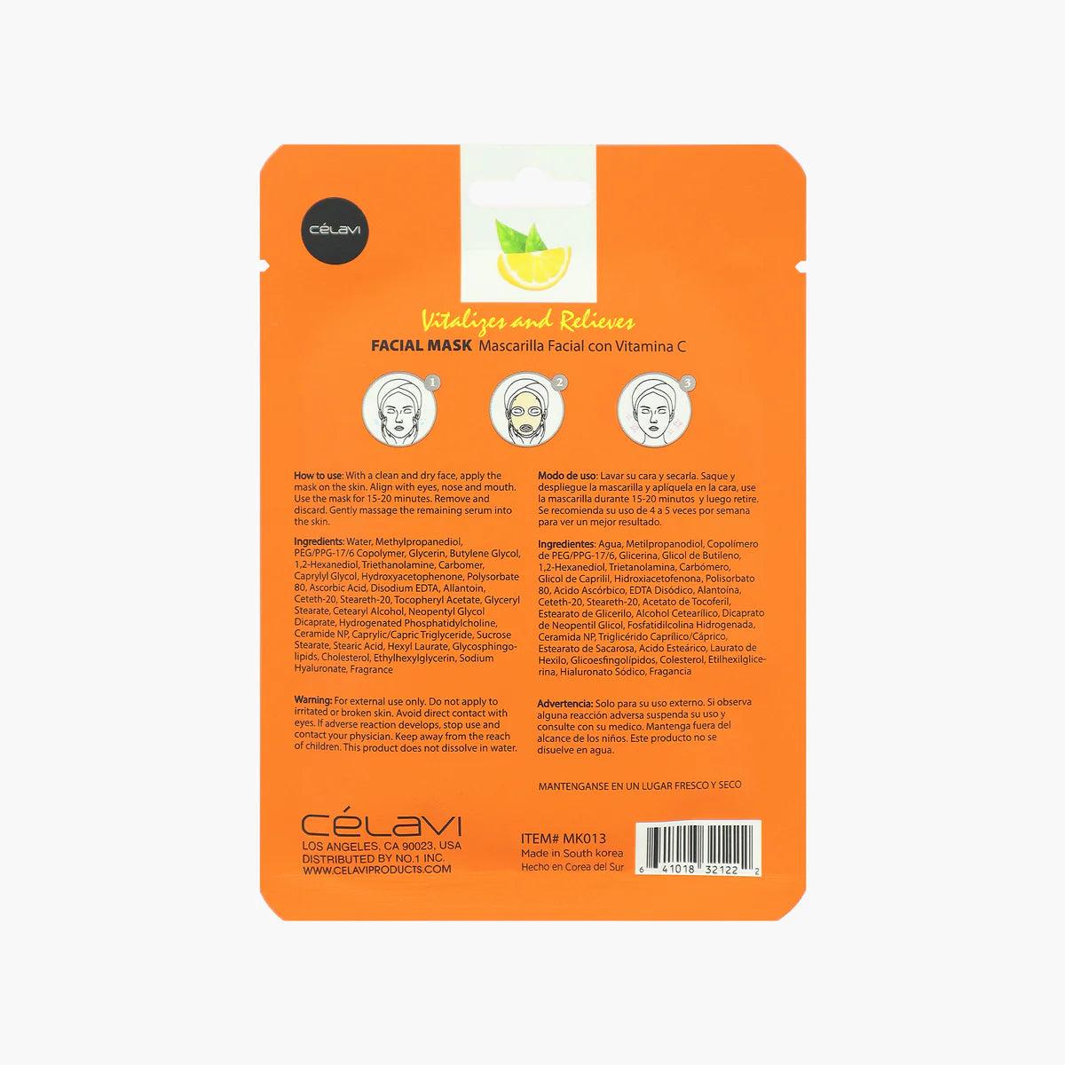 CELAVI FACIAL MASK VITAMIN C ILLUMINATES & PROTECTS 24PACK
