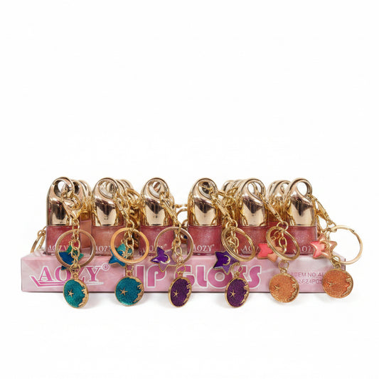 AOZY KISS LIP GLOSS WITH KEY CHAIN 24 PCS DISPLAY AL127