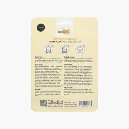 CELAVI FACIAL MASK RICE WHITENING & MOISTURIZING 24 PACK