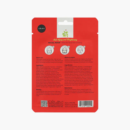 CELAVI FACIAL MASK GINSENG REVITALIZES & ENERGIZES 24PACK
