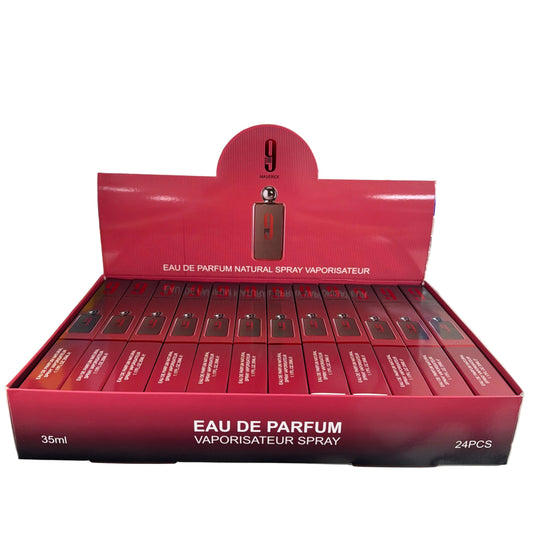 BLOOD RED NINE TRAVEL SIZE PERFUME 24 PCS DISPLAY S35-46