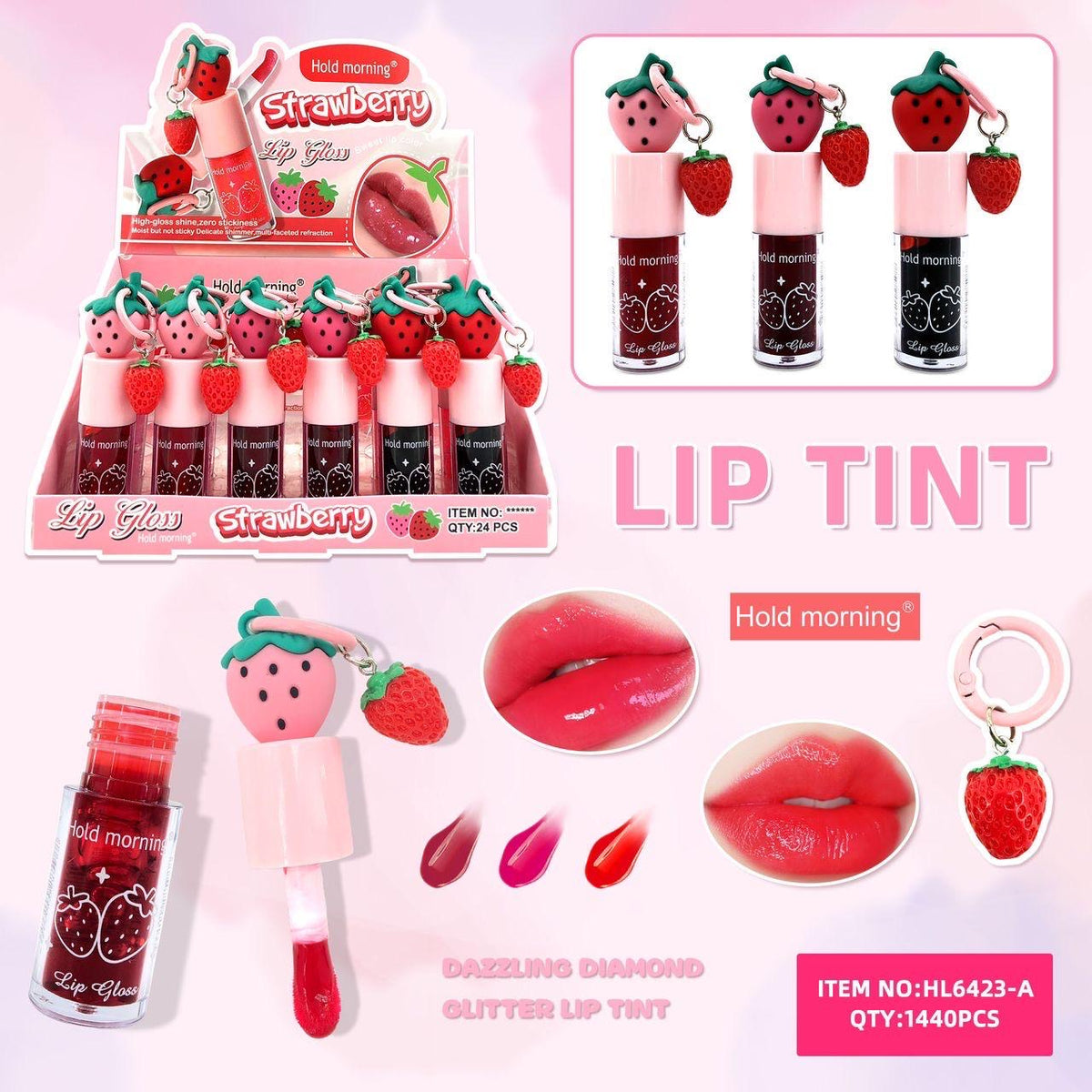 HOLD MORNING STRAWBERRY LIP GLOSS 24 PCS DISPLAY NO.HL6423