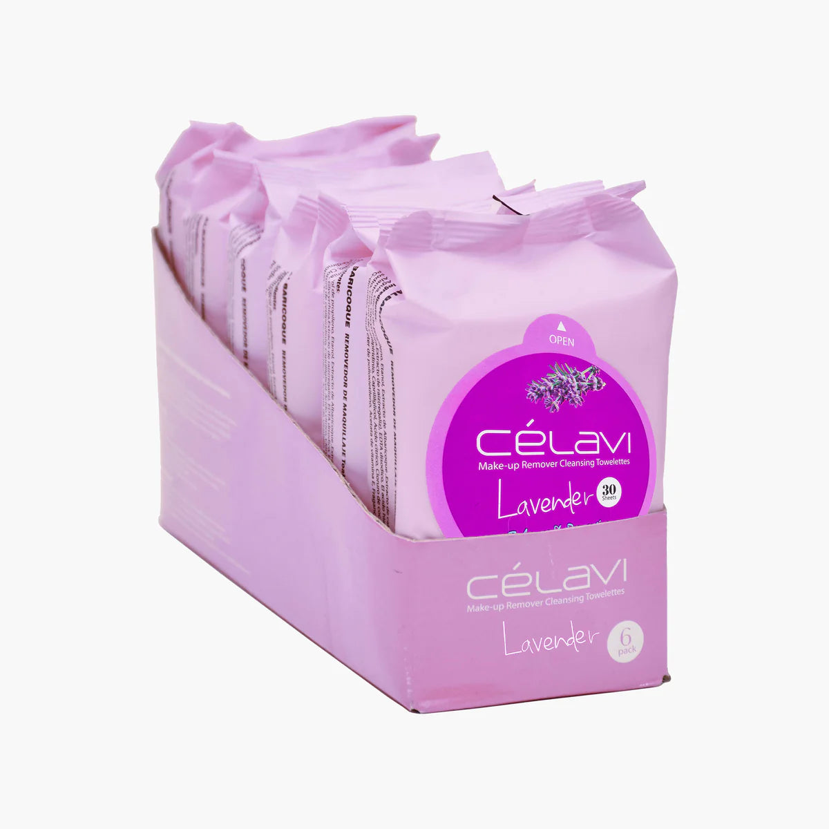 CELAVI MAKE-UP REMOVER CLEANSING TOWELETTES LAVENDER  6PACK