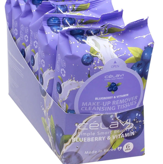 CELAVI MAKE-UP REMOVER CLEANSING TOWELETTES BLUEBERRY & VITAMIN 6PACK