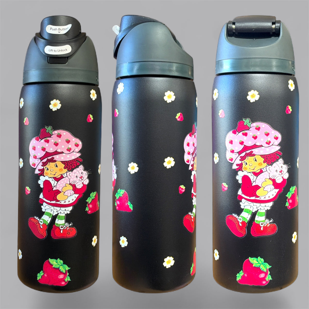 (#161)STRAWBERRY GIRL WATER CANISTER WITH BUILT IN STRAW 32 OZ./945 ML 1 PC