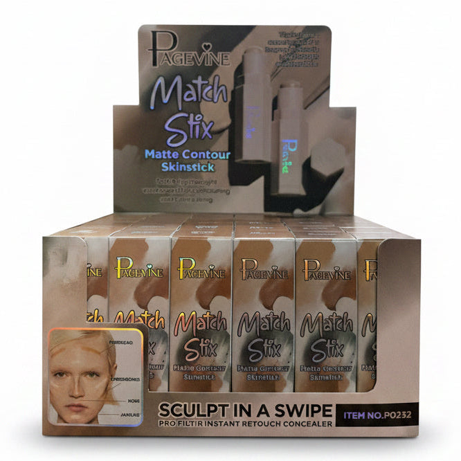 PAGEVINE MATTE CONTOUR SKINSTICK CONCEALER 36 PCS DISPLAY