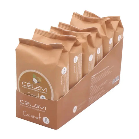 CELAVI MAKE-UP REMOVER CLEANSING TOWELETTES COCONUT 6PACK